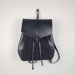 Gianni Binni Fur Panel Front Faux Leather Backpack